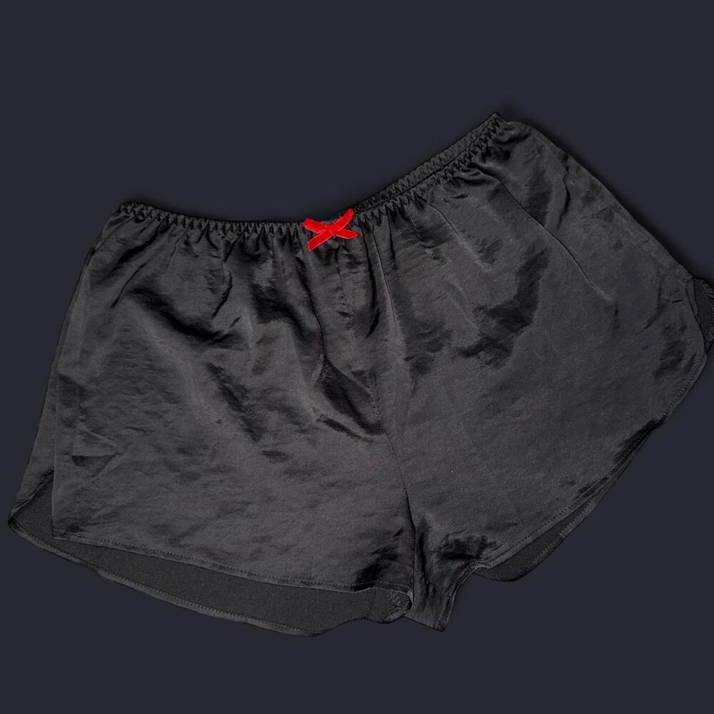 Auden black satin shorts with